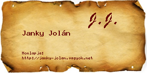 Janky Jolán névjegykártya
